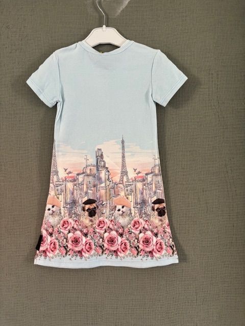 Blauwe parijs look meisjes jurk