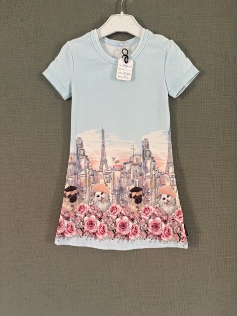 Blauwe parijs look meisjes jurk