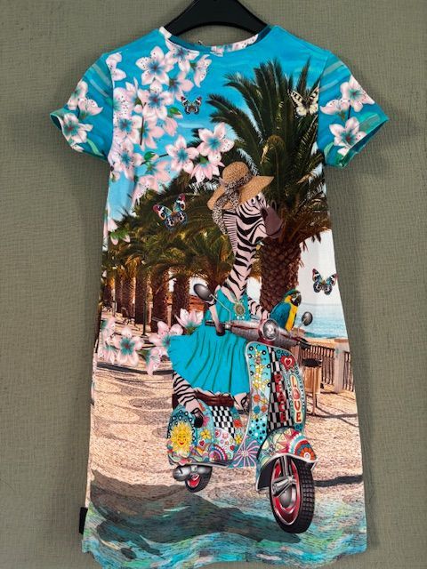 Vrolijke Zebra op Scooter Meisjes Jurk