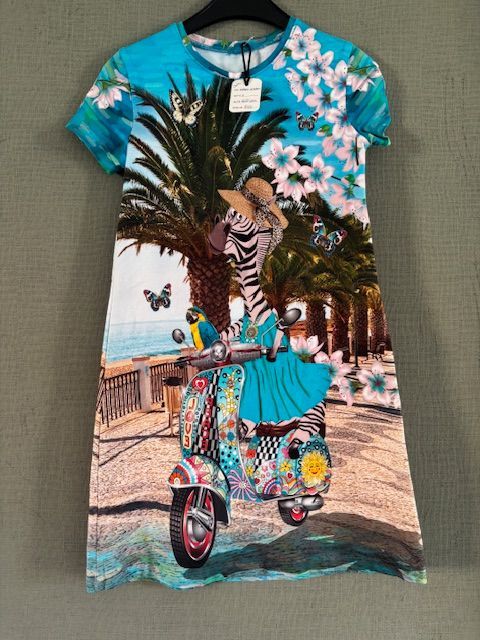 Vrolijke Zebra op Scooter Meisjes Jurk