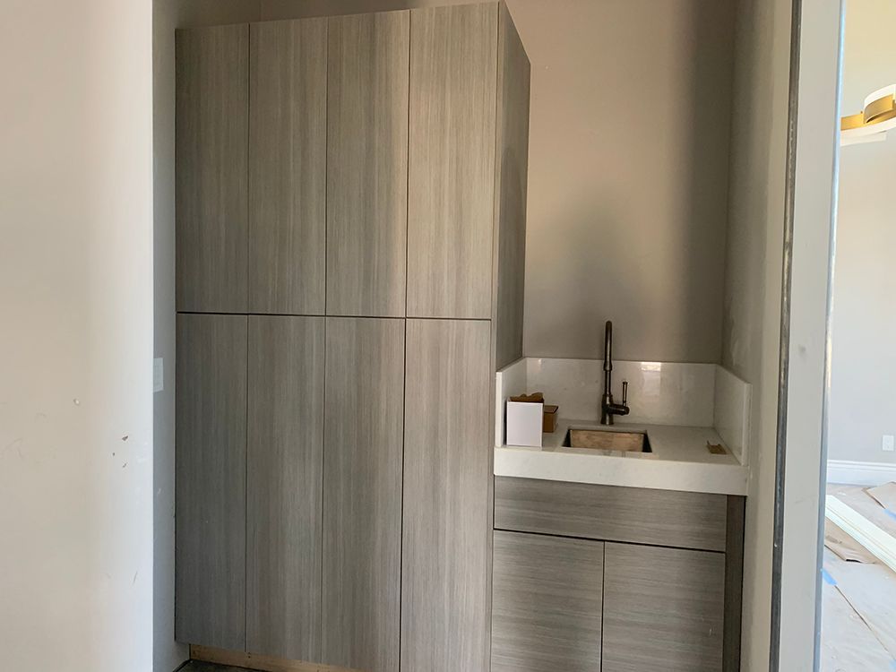 Contemporary gray cabinets