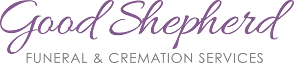 Logo for Good Shepherd Funeral & Cremation Services in purple script font.
