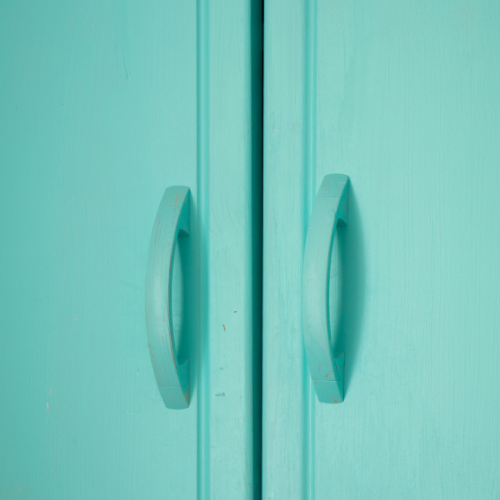 Blue Custom indoor cabinets freshly painted by Color Vibe Painting