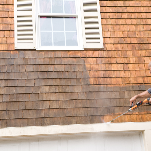 Power washing cedar wood siding in California