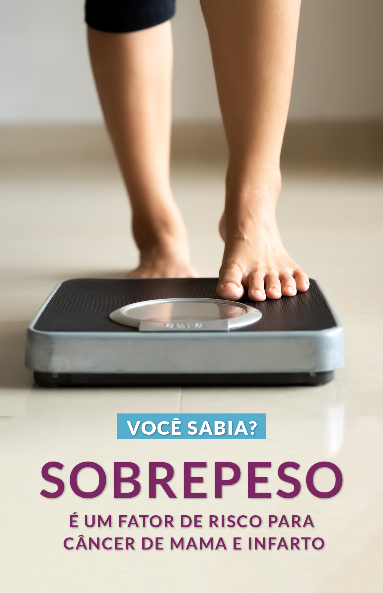 Sobrepeso está relacionado com câncer de mama e infarto.
