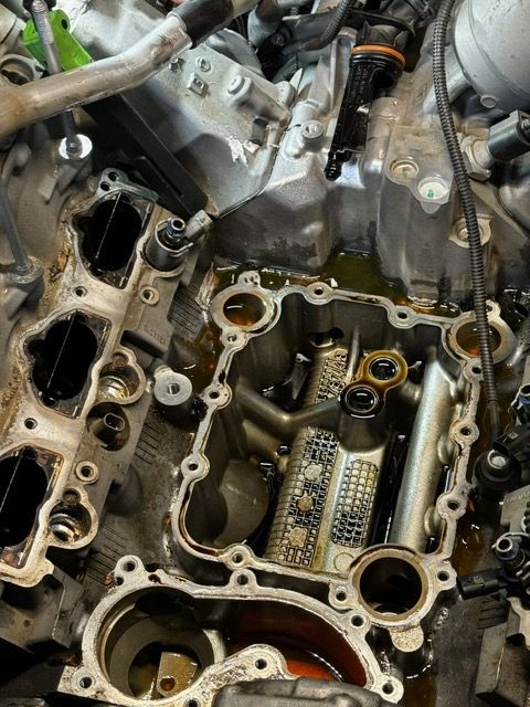 A close up of the inside of a car engine