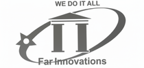 Logo of Far Innovations: stylized building with two columns, and a comet-like arc with a star-like shape. Text reads "WE DO IT ALL" and "Far Innovations".