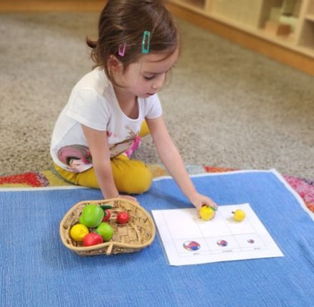 Montessori child working in the classroom