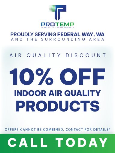 A poster that says `` 10 % off indoor air quality products ''