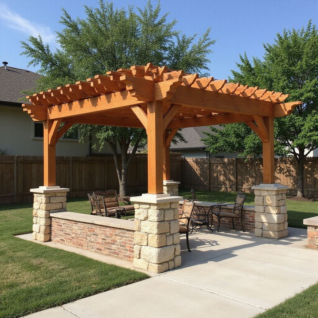 Backyard pergola designed to reduce heat while maintaining airflow