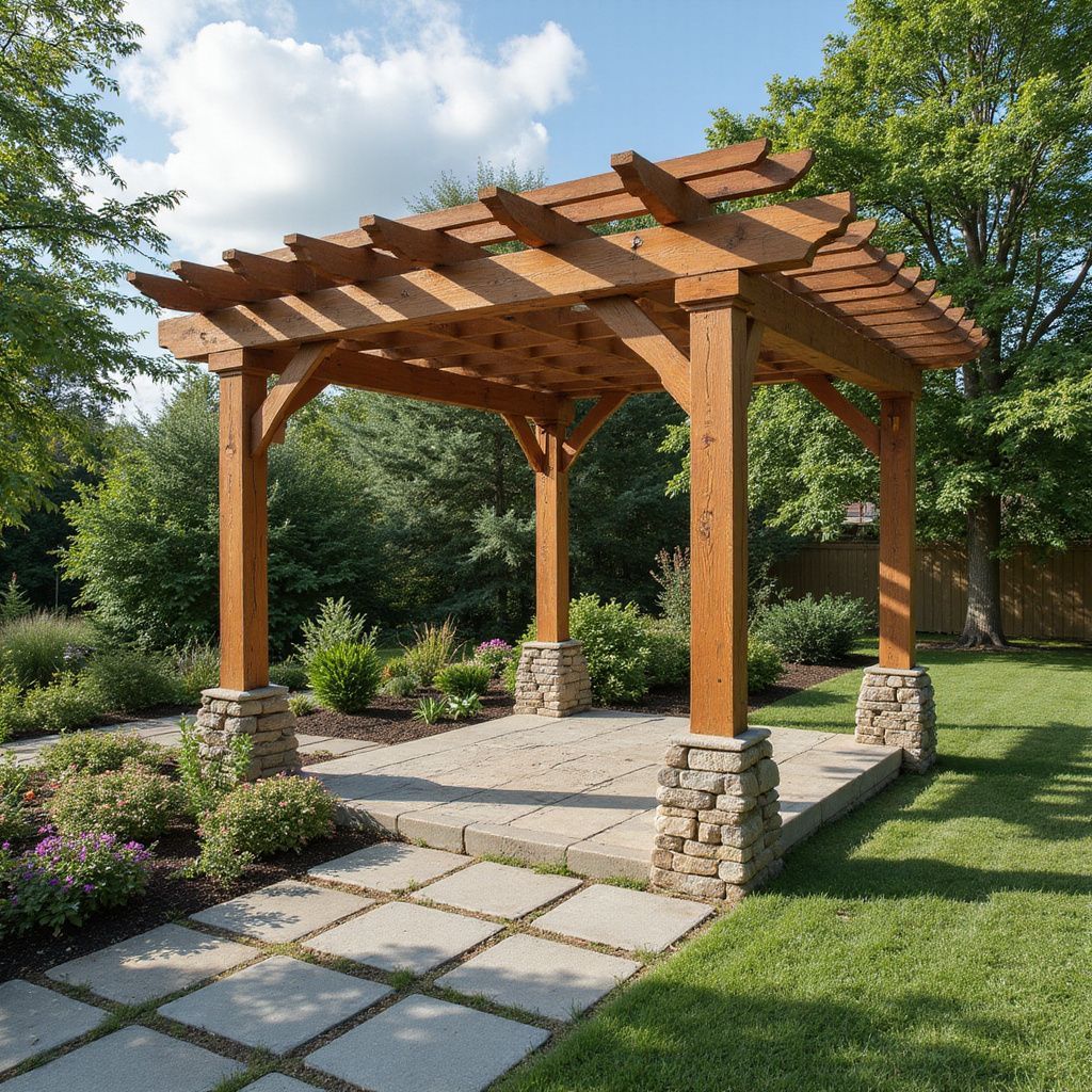 Composite pergola with modern railing in San Antonio patio