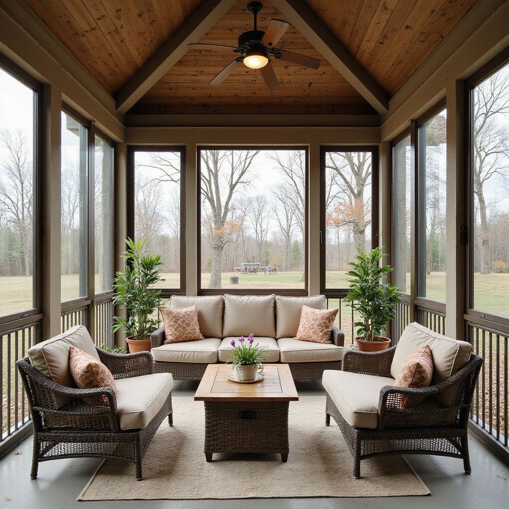 Backyard screen room retreat in Helotes Hill Country home