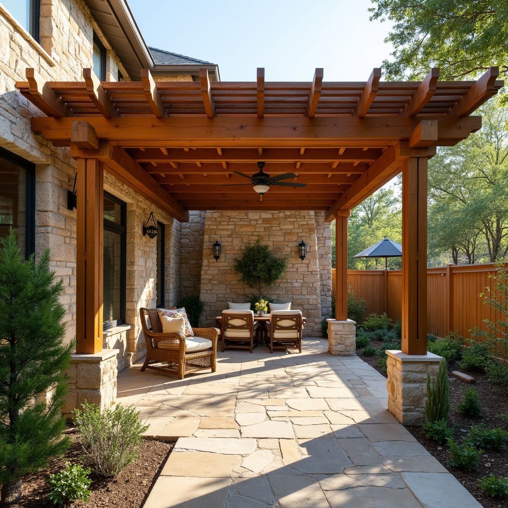Elegant aluminum pergola with lattice shade in Alamo Heights residence