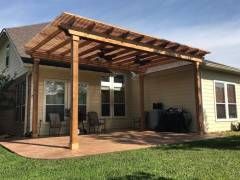 Custom cedar pergola builder project in Selma TX backyard retreat