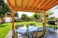 Pergola with garden trellis and cedar accents in Austin landscape