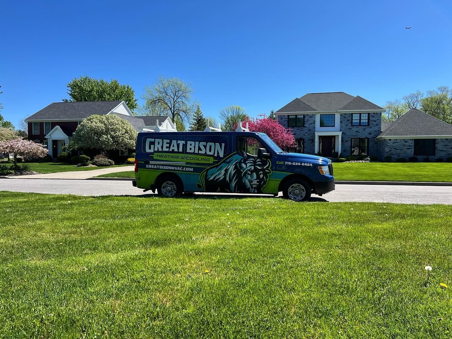 Green work van with 