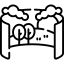 A line drawing of a house with a wrench and hammer inside of it.