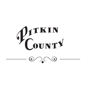 A black and white logo for pitkin county