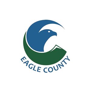 The logo for eagle county shows an eagle in a circle