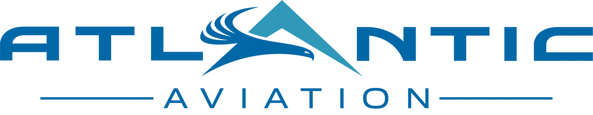 The logo for atlantic aviation is blue and white