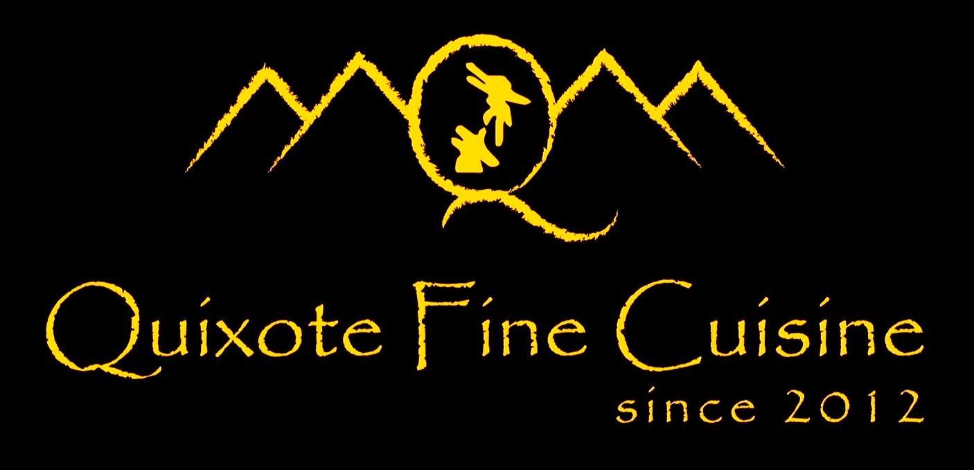 Quixote Fine Cuisine logo in gold on black with stylized mountain and knight emblem, &ldquo;since 2012&rdquo; below