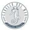 The logo for caballo del mar adventure charters shows a seahorse wearing a top hat.