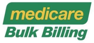 A green and yellow logo for medicare bulk billing