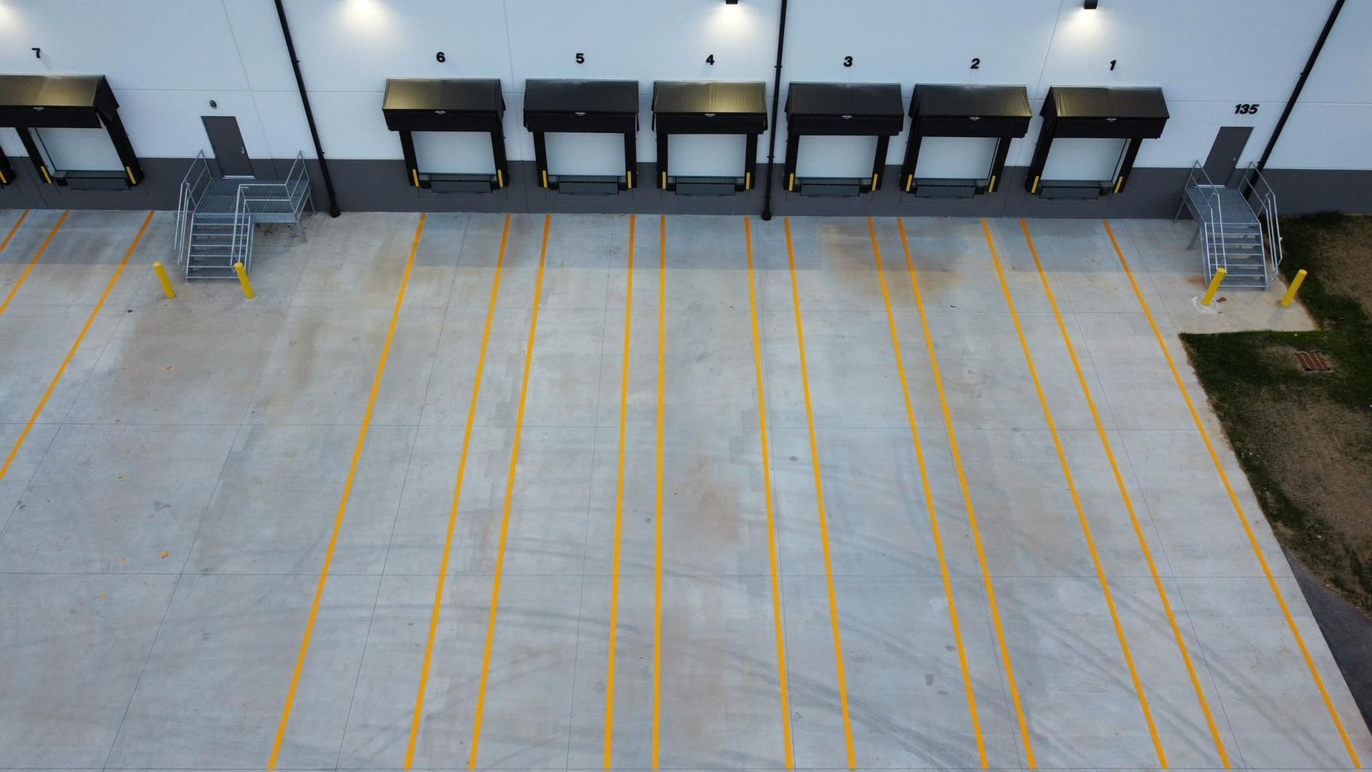 Picture of interior warehouse striping lines in Virginia. 