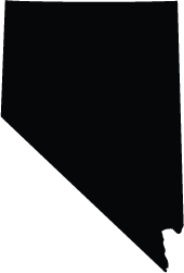 Silhouette of the state of Nevada in black.