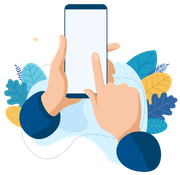 Close up illustration of a prospective client searching for an elder law attorney on their smartphone