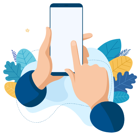 Close up illustration of a prospective client searching for an elder law attorney on their smartphone