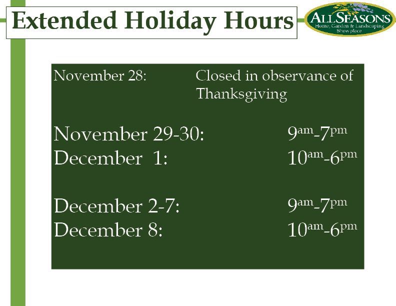 Holiday Hours 