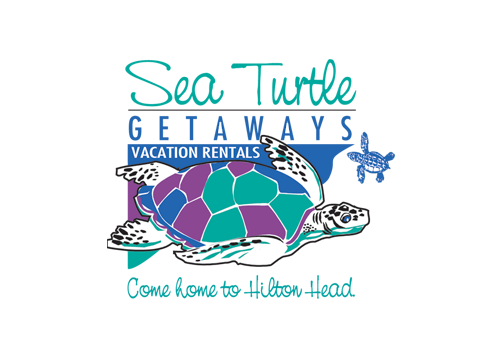 A logo for sea turtle getaways vacation rentals