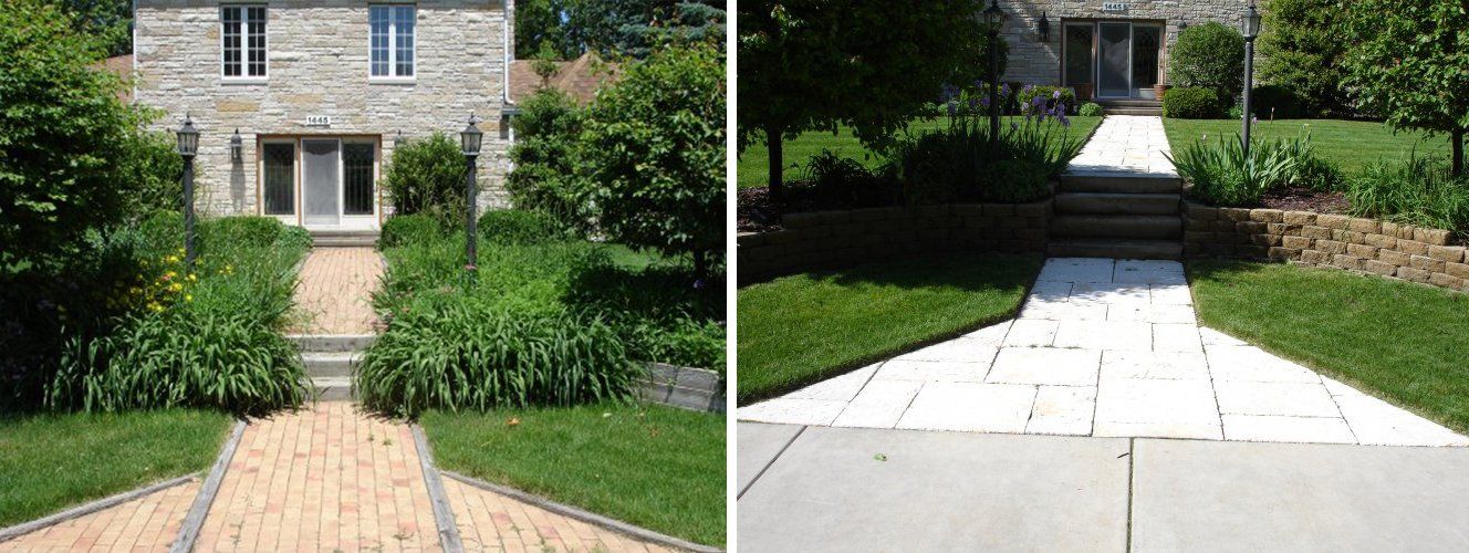 Before and after walkway project — South Bend , IN — Fuerbringer Landscaping & Design