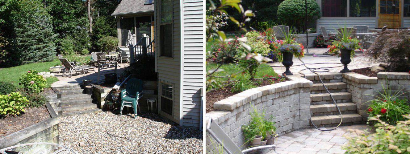Before and after Hardscaping project — South Bend , IN — Fuerbringer Landscaping & Design