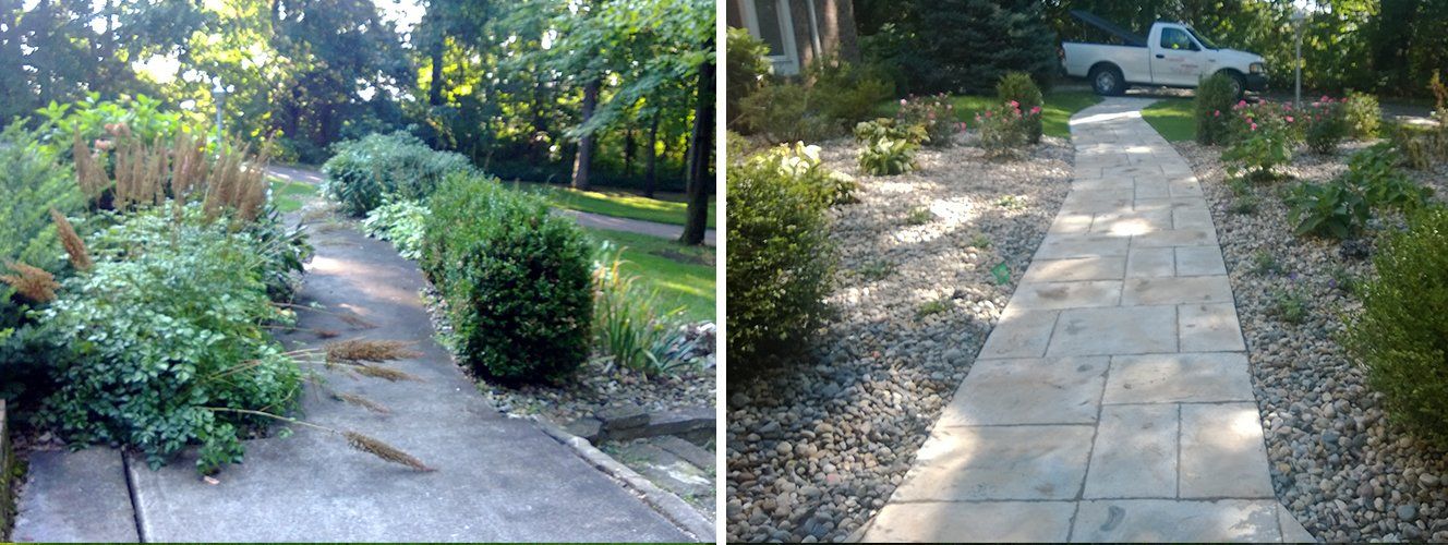 Before and after small backyard landscaping — South Bend , IN — Fuerbringer Landscaping & Design