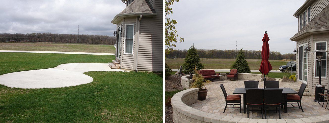 Before and after patio design — South Bend , IN — Fuerbringer Landscaping & Design
