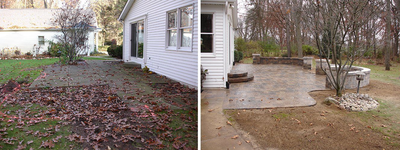 Before and after patio construction — South Bend , IN — Fuerbringer Landscaping & Design