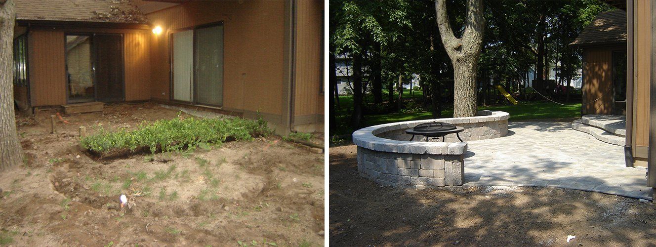 Before and after patio renovation — South Bend , IN — Fuerbringer Landscaping & Design