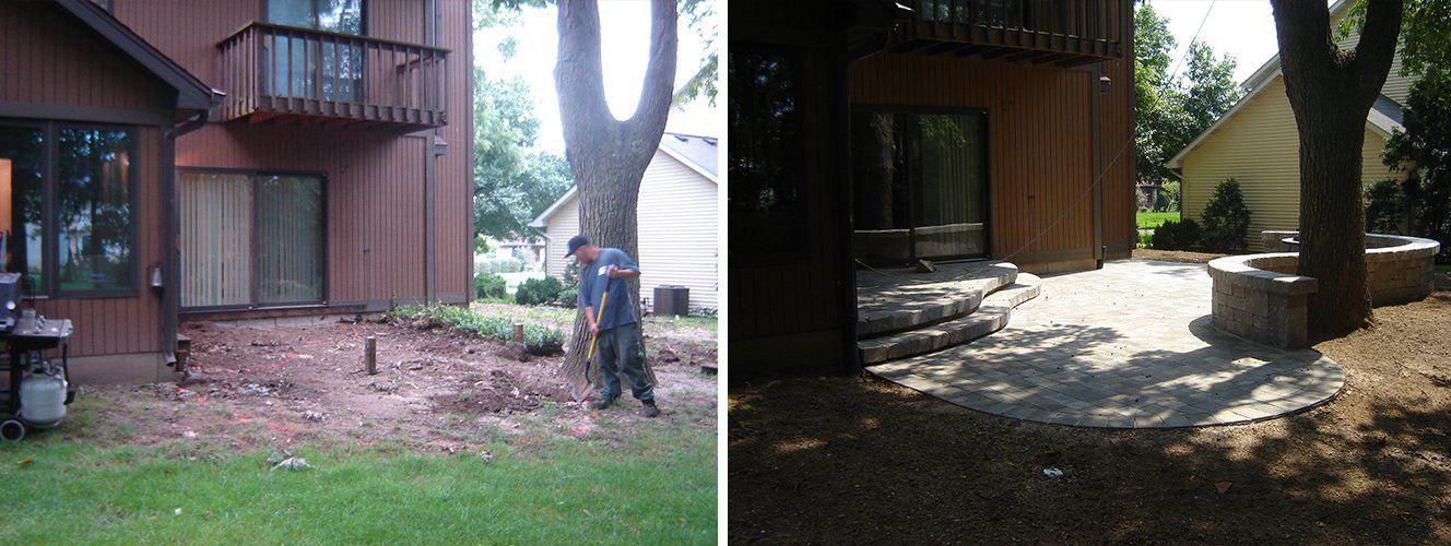 Before and after landscaping backyard — South Bend , IN — Fuerbringer Landscaping & Design