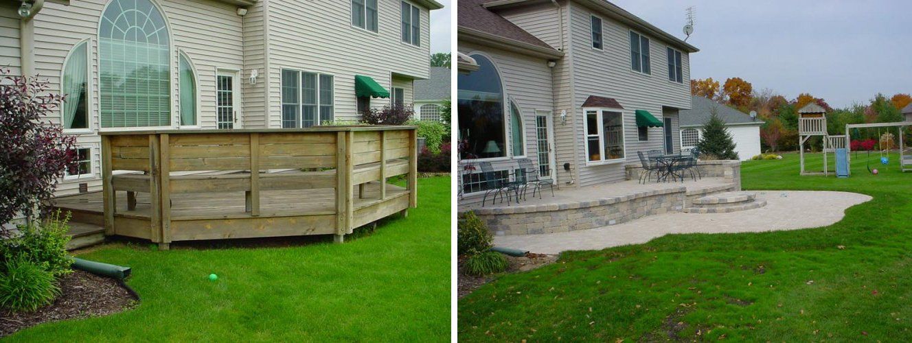 Before and after residential backyard landscaping — South Bend , IN — Fuerbringer Landscaping & Design