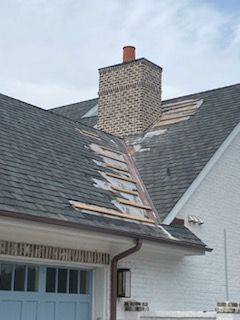 A roof with a chimney on top of it