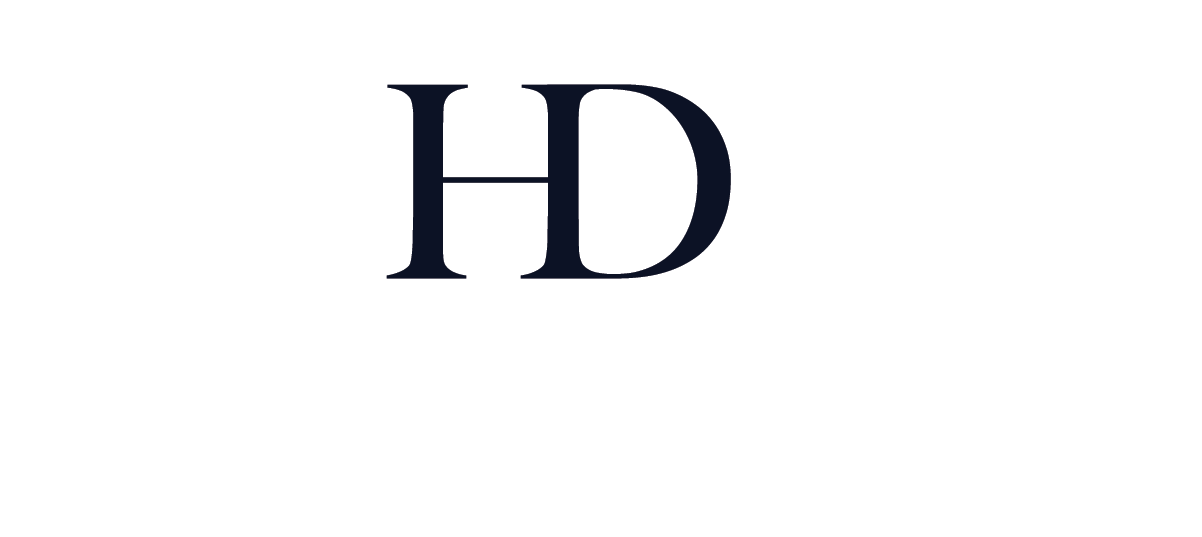 The letter hd is written in black on a white background.