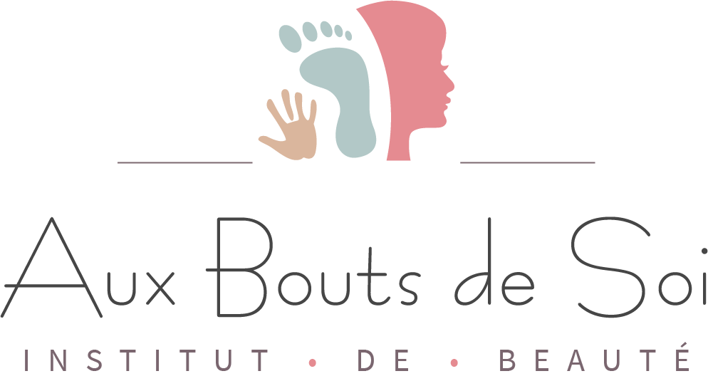 Un logo pour un salon de beauté avec une empreinte de pas et un visage de femme.