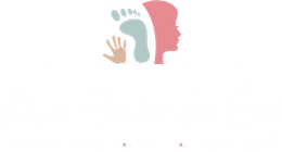 Une silhouette d'une tête de femme avec une empreinte de pied et une main.