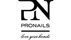 Le logo de pronails est noir et blanc et dit « aime tes mains ».