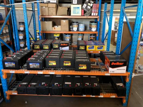Shelves with Batteries — PowerMaster Batteries Moree In  Moree NSW