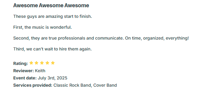 Review of a band: 