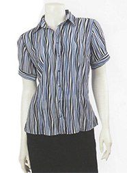 blue and black striped shirt