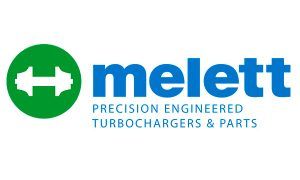 Un logotipo para una empresa llamada turbocompresores y piezas de ingeniería de precisión melett.